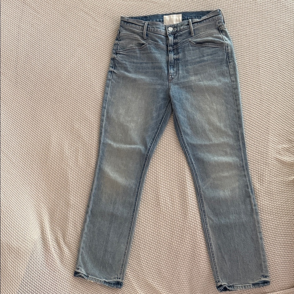 MOTHER Denim Dazzler Yoke Front Ankle Lots of Hugs Jeans Light Wash